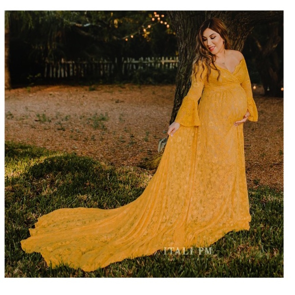 Lace Maternity Gold/Mustard dress (used)